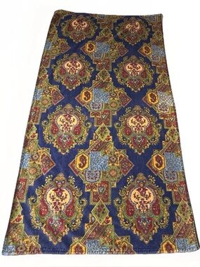 TerriSol Tapestry Paisley Navy Blue Bath Towel Vintage Karsten Brazil Cotton